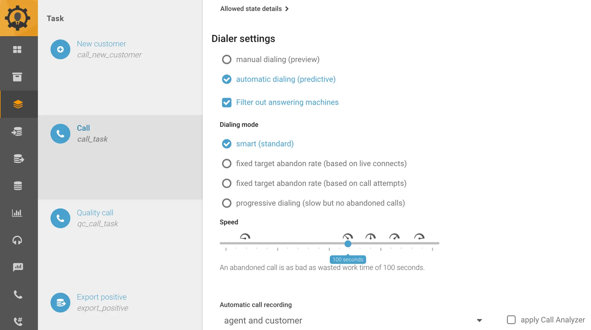 Predictive dialing screen