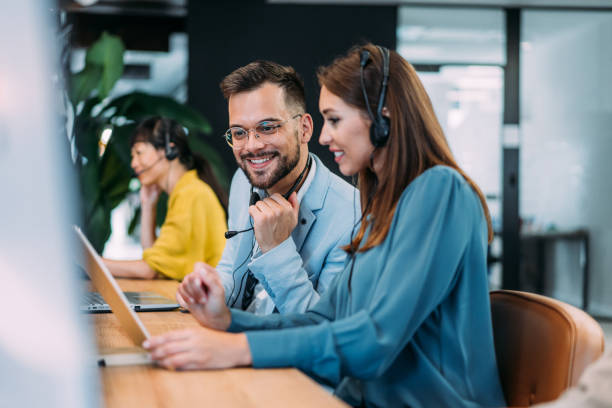Call centre team in action